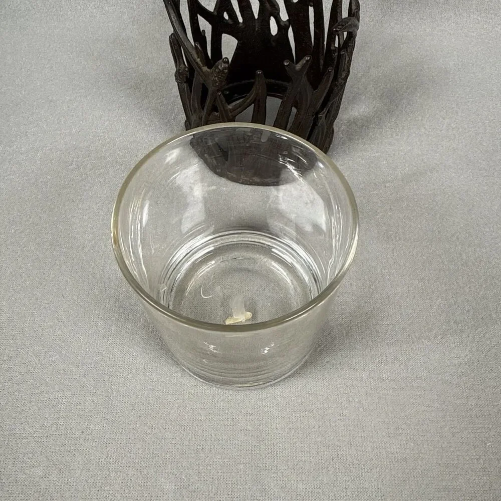 Vintage Dragonfly Brass Votive Candle Holder Design W/Glass Insert 4.25”